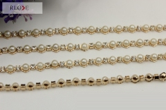 Handbag accessories pearl decorative gold metal shoulder chain RL-BMC026