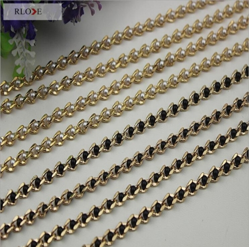 Bag accessory white & black pearl decorative gold metal chain for purse RL-BMC027