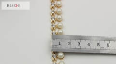 Luxury design gold metal decoration diamond pearl chain for purse RL-BMC028