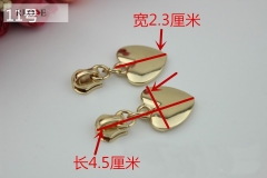 No.11 Cute heart shape gold zipper puller with slider RL-ZP024-11#