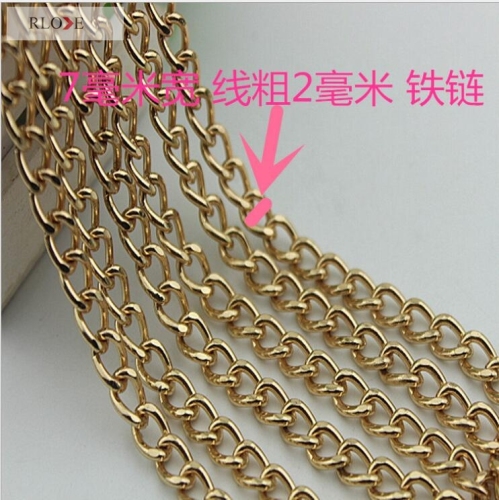 Cheap gold 7MM width detachable metal handbag chains RL-BMC029