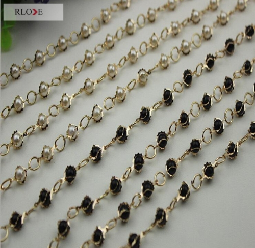 Novelty design pearl decorative metal bag chain RL-BMC018