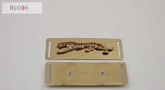 Custom 8X2.6cm shoes hardware gold leopard iron metal plate decoration buckles RL-SIP002