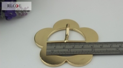 Big flower shape shiny gold metal pin belt buckles for garment RL-BPB025