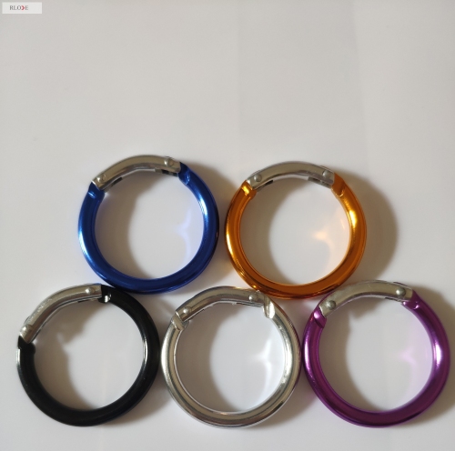 Custom made five color round ring metal carabiner hooks for key chain RL-CH034
