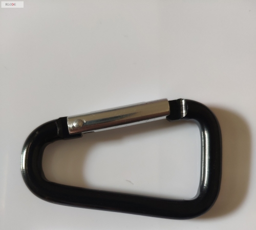 Black D Ring Metal Spring Carabiner Hooks without Lock RL-CH031
