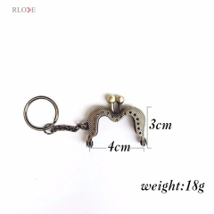 Wholesale DIY 4cm Metal M Shape Kiss Clasp Mini Clip Sewing Coin Purse Bag Frames With Key Ring RL-PFM0001