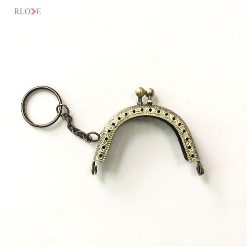 Wholesale vintage iron mini coin purse frames with key ring RL-PMF0015