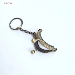 Wholesale DIY 4cm Half Round Embossed Sew In Metal Clasp Coin Purse Bag Frame With Key Ring RL-PMF0002