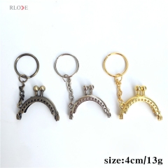 Wholesale DIY 4cm Half Round Embossed Sew In Metal Clasp Coin Purse Bag Frame With Key Ring RL-PMF0002