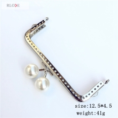 Wholesale 12.5cm 10.5cm Square Smooth Sew In Bags Pearl Head Metal Coin Purse Frame RL-PMF101S