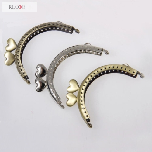 8.5cm Heart Shape Bag Accessories Sew In Metal Kiss Clasp Metal Purse Frame RL-PMF0098&amp;0105
