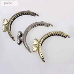 8.5cm Heart Shape Bag Accessories Sew In Metal Kiss Clasp Metal Purse Frame RL-PMF0098&0105