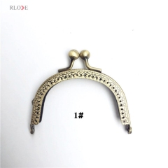 8.5cm Embossing Arc Coin Antique Brass Kiss Lock Metal Sew-in Bag Purse Frames RL-PMF0076&0077
