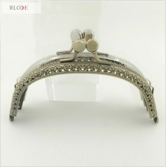 Wholesale 12.5cm Arc Printing Round Flat Head Coin Metal Screw Purse Frame RL-PMF0158