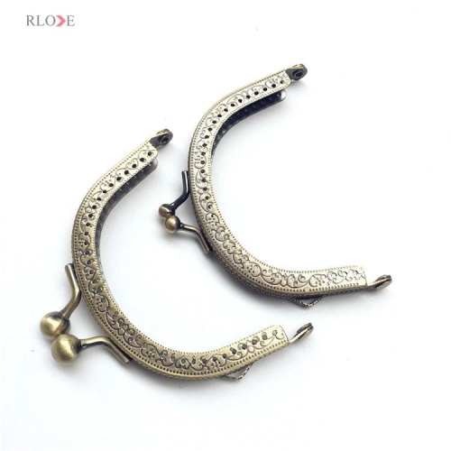8.5cm Embossing Arc Coin Antique Brass Kiss Lock Metal Sew-in Bag Purse Frames RL-PMF0076&amp;0077