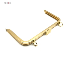 Bag Hardware Accessories Custom Wallet Metal Purse Frame Light Gold With D Rings 20.3 x 10 CM