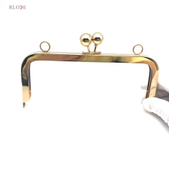 Fashion Hardware Accessories Custom Gold Kissed Double Ball Lock Head Wallet Metal Purse Frame 18.2 X 7.5 CM
