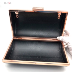 Design Rose Gold Iron Purse Clutch Bag Metal Frame Plastic Box Horizontal Pattern Rectangular Shape Head