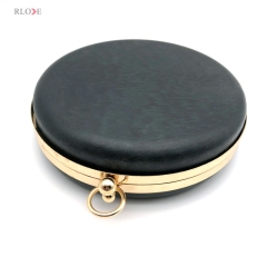 18CM Round Shaped Hanging Plating Gold Metal Frame Clutch Bag Plastic Box With Monk Head Lock Iron Circle Hardware