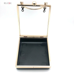 Rectangle Shape Plastic Box Metal Frame Monk Head Lock Light Gold Evening Bag Hardware Accessories 6.2 x 6.88 Inch