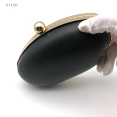 Handbags Accessories Custom Small Model Oval Shape Purse Frame Plastic Box Clutch Bag Iron Clip Light Gold