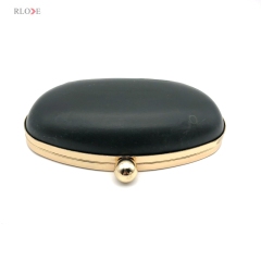 Handbags Accessories Custom Small Model Oval Shape Purse Frame Plastic Box Clutch Bag Iron Clip Light Gold