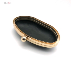 Handbags Accessories Custom Small Model Oval Shape Purse Frame Plastic Box Clutch Bag Iron Clip Light Gold