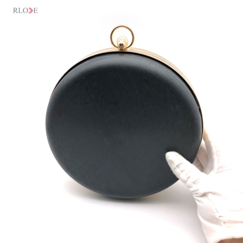 18CM Round Shaped Hanging Plating Gold Metal Frame Clutch Bag Plastic Box With Monk Head Lock Iron Circle Hardware