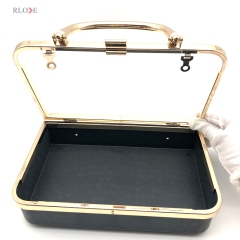 Thick Model Light Gold Herringbone Head Bag Metal Frame Black Plastic Shell Semi-Products Purse Box Accessories