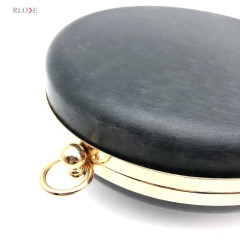 18CM Round Shaped Hanging Plating Gold Metal Frame Clutch Bag Plastic Box With Monk Head Lock Iron Circle Hardware