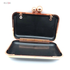 Exquisite Design Rose Gold Double Ball Head Fashion Purse Metal Frame Box Bag Accessories 12 x 20 CM