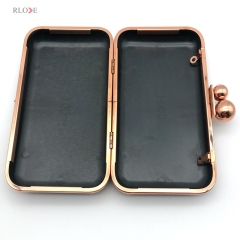 Exquisite Design Rose Gold Double Ball Head Fashion Purse Metal Frame Box Bag Accessories 12 x 20 CM