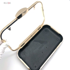 Gold Irregular Oval Shape Lock Head Decoration Bag Clutch Metal Frame With Plastic Box 7.8 x 4.5 Inch