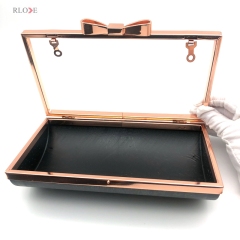 Fashion Style Rose Gold Bow-knot Head Plastic Box Metal Frame For Purse Clutch Bag Accessories 8.7 x 4.7 Inches