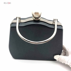 Silver And Gold Color Pearl Ball Head Decoration Metal Frame Clutch Bag Plastic Box With Handle 7.2 X 6.1 Inches