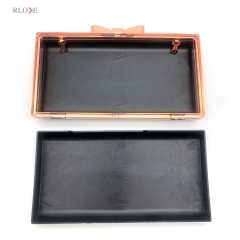 Classical Style Popular Rectangle Shape Rose Gold Bow-knot Lock Head Decoration Clutch Box Metal Frame Wholesale