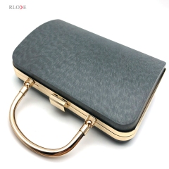 OEM Custom Thin Model Rectangle Shape Evening Bag Metal Frame Plastic Box With Hanging Plating