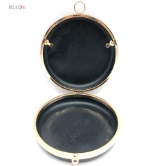 18CM Round Shaped Hanging Plating Gold Metal Frame Clutch Bag Plastic Box With Monk Head Lock Iron Circle Hardware