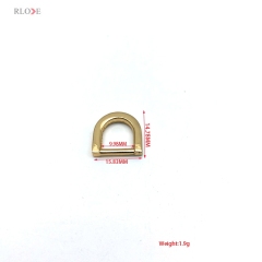 Refinement Workmanship Light Gold 10 MM Handbag Flat Metal D Ring Shoulder Buckles With Zinc Alloy