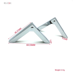 Straight Triangle Chrome Color Bag Metal Clip Corner 48.37MM For Handbag Hardware
