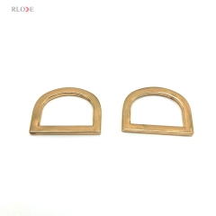 Factory Supply Handbag Accessories Light Gold Zinc Alloy Flat Shape 1 Inch Metal D Rings With Hanging Plating