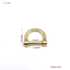 China Wholesale Simple Design Zinc Alloy Light Gold 21 MM Metal D Rings Buckles For Handbag