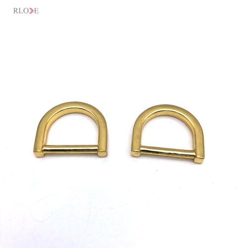 Luggage Handbag Accessories Flat Shape Zinc Alloy Light Gold 20 MM Metal D Rings Buckles For Leather Strap