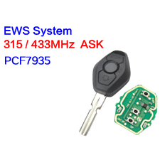 3Btns PCF7935 44 Chip 315/433MHZ Car Remote Key for BMW EWS X3 X5 Z3 Z4 1/3/5/7 Series 330 330i 2004 Keyless Entry Transmitter