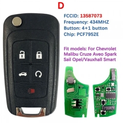 Aftermarket Smart Key Keyless Remote PCF7952E Chip 433MHz HU100 5912546 13587073 For Chevrolet Cruze Malibu Impala