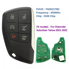 Aftermarket 6 Button Smarty Car Key For Chevrolet Suburban Tahoe 2021 2022 Remote 433MHz ID49 Chip FCC ID YG0G21TB2