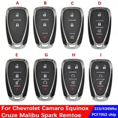 Replacement Car Remote HYQ4EA HYQ4AA ID46 PCF7952 Chip 315/434mhz For Chevrolet Camaro Equinox Cruze Malibu Spark