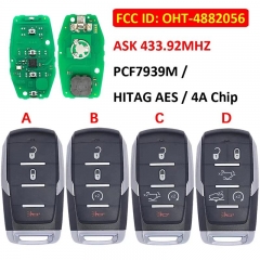 Replacement Pickup Smart Key Fob 433.92Mhz PCF7939M 4A Chip FCC ID OHT-4882056 For Dodge Ram 1500 2019-2020