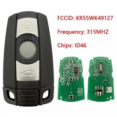 Aftermarket 3 Button Car Key For BMW X5 X6 Z4 CAS 1 3 Series 315Mhz Remote Fob Replacement KR55WK49127 ID46 HU92 Blade